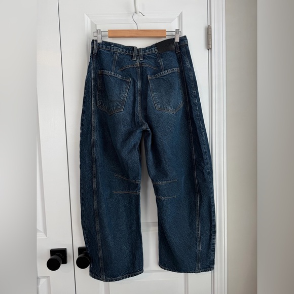 Free People We The Free Good Luck Mid-Rise Barrel Jeans Deep End Size 27 - Picture 4 of 12